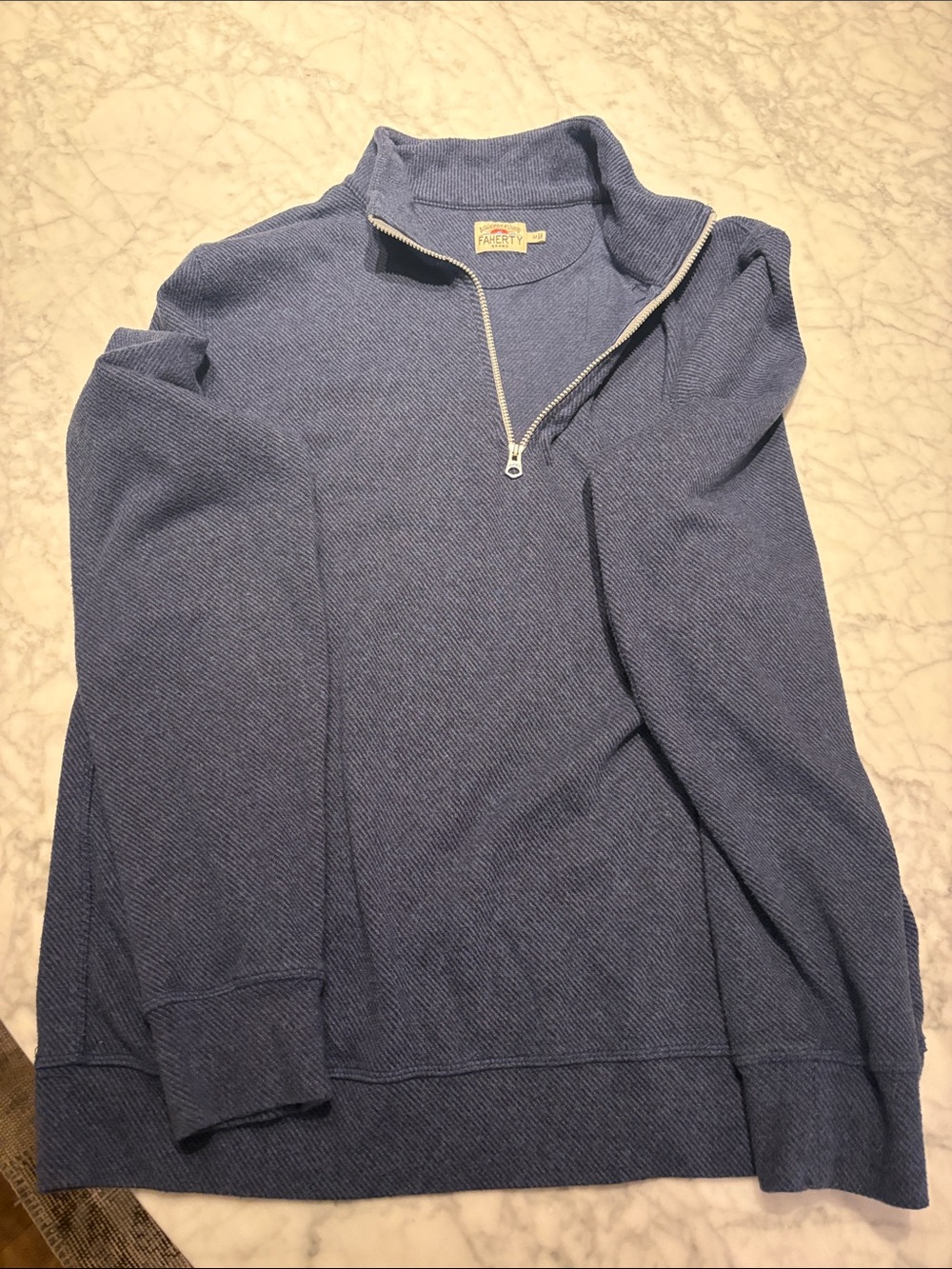 Faherty Men's Zip-Up Sweater in Mid Blue